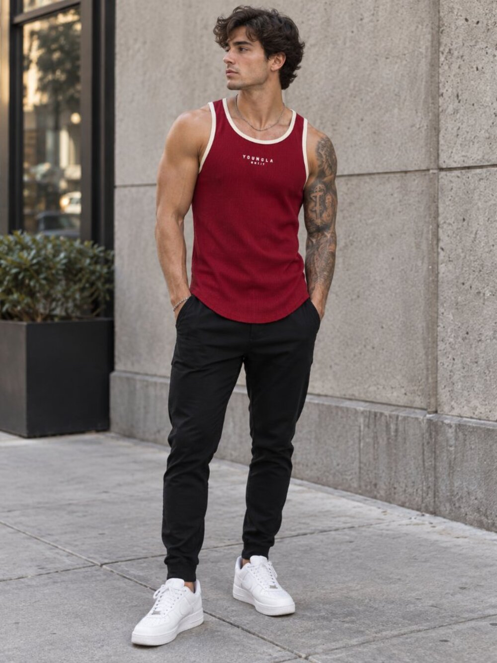 YoungLA 313 Rocket Rib Tank Red YLA2217 Men’s Large